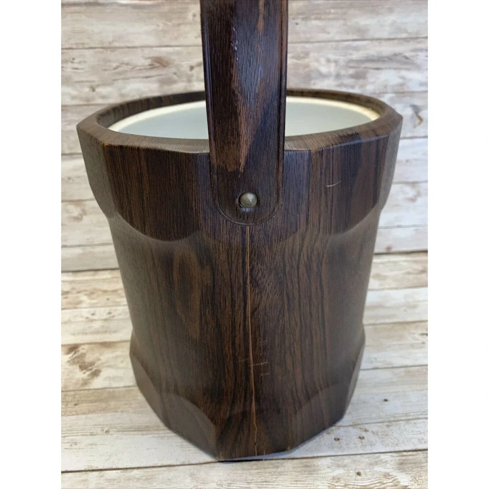 Vintage Retro Mid Century Modern Ice Bucket Vinyl Boho￼ Barware Decor